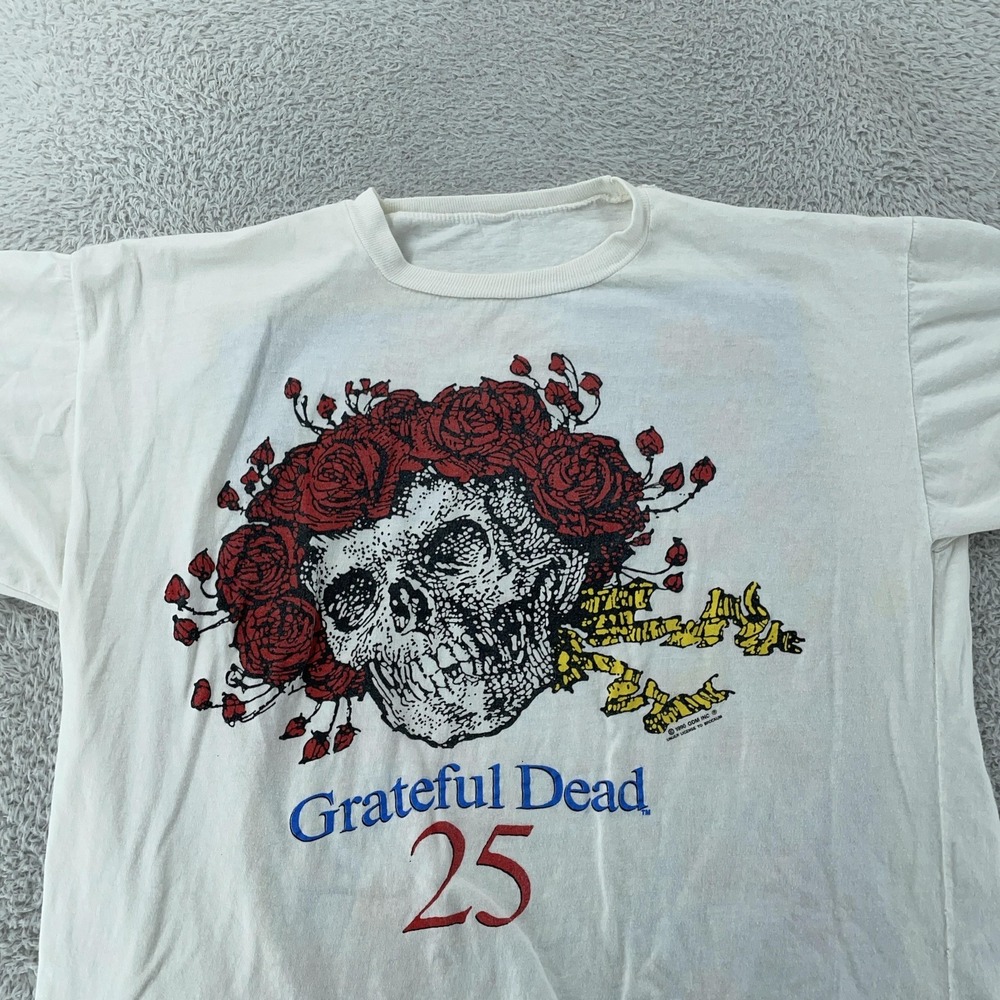 Vintage Grateful Dead Shirt Mens Large White‎ 25th Anniversary Brockum 1990 90s